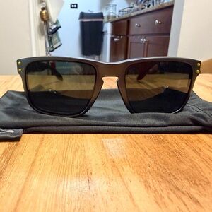 Oakley Holbrook Matte Black/Limegreen Square Sunglasses with Dark Lenses